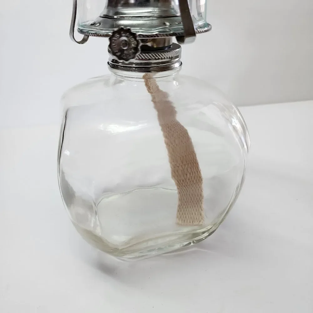 Vintage Lamplight Farms Clear Glass Oil Lamp with Cube Base